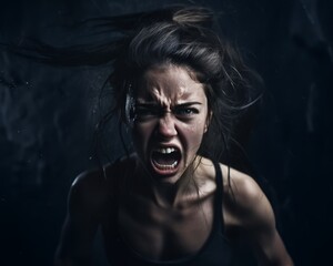 Intense Female Expression of Rage and Fear