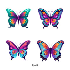 Bundle of vector butterflies in soft and pastel colors. A colorful collection of butterfly clipart