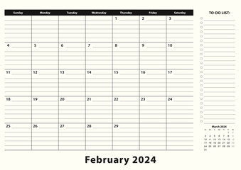 February 2024 Monthly Business Desk Pad Calendar.
