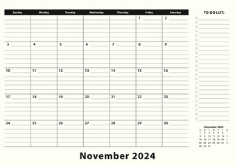 November 2024 Monthly Business Desk Pad Calendar.