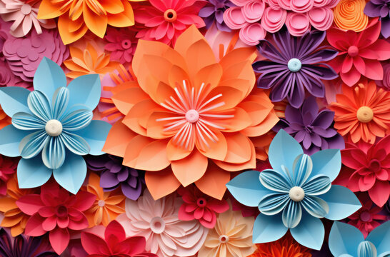 Colorful flowers paper background pattern lovely style.