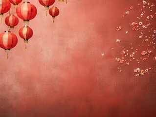 Obraz premium Background of vintage red hanging lantern copy space Chinese New Year Background Concept