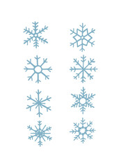 snowflakes set. Snow patterns isolated on a white background. Snowflake doodle. Vector illustration
