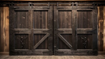 Large old wooden doors. AI Generation