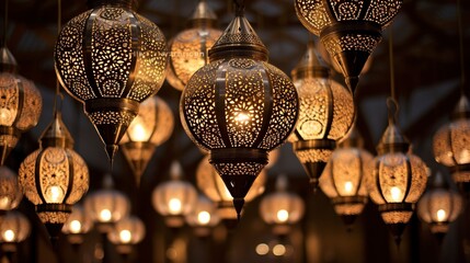 Oriental Arabic pendant lamps. AI Generation