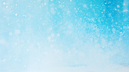 Obraz premium Abstract, blue winter background with white glowing dots scattered throughout the image and bokeh effect. Dreamy and ethereal feel.