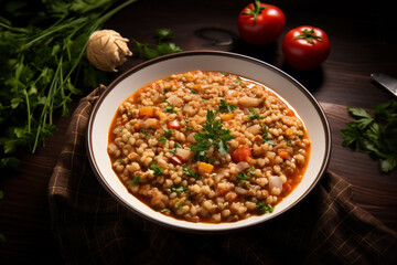 A warm embrace to the Italian culinary tradition with the rustic farro soup