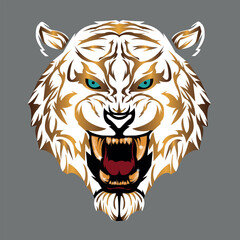 Tiger Head vector, Gold and White Tiger Head