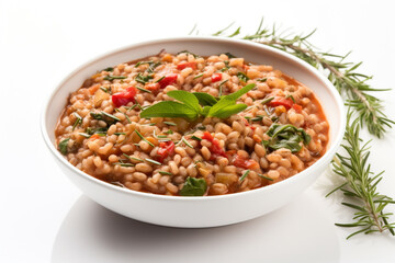 A warm embrace to the Italian culinary tradition with the rustic farro soup