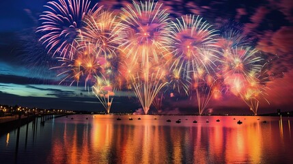 Magical fireworks in New Year's Eve - obrazy, fototapety, plakaty