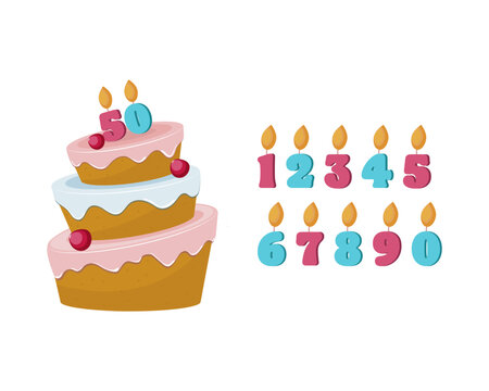 candle numbers for cake. Vector