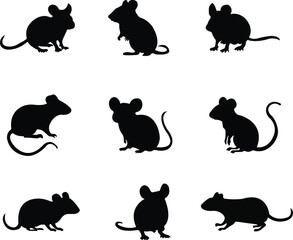 mouse animal icon in trendy flat style set. isolated on transparent background. collection of rat, mice sign symbols design use vector for apps and website