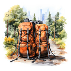 backpacks in the forest