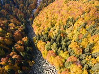 Aerial autumn view of Golden Bridges at Vitosha Mountain, Bulgaria