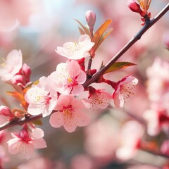 Obraz premium Pink flower branch with pink blossoms