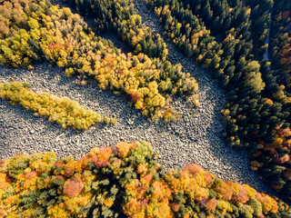 Aerial autumn view of Golden Bridges at Vitosha Mountain, Bulgaria