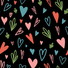 Valentine Day Doodle seamless pattern. Vector illustration