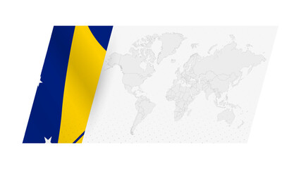 World map in modern style with flag of Tokelau on left side.