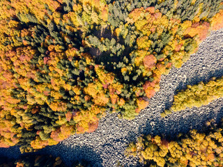 Aerial autumn view of Golden Bridges at Vitosha Mountain, Bulgaria