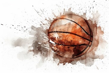 Colorful Basketball Dripping with Paint on a Vibrant Basketball Court Generative AI