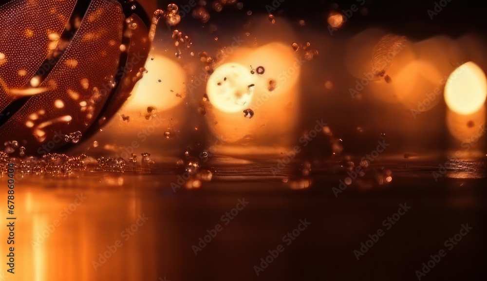Poster multicolored glow illuminating a table with a basketball background generative ai
