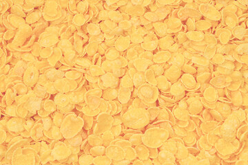 Corn-flakes background and texture. Top view. cornflake cereal box for morning breakfast.