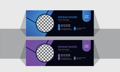 vector email signature template or email footer and personal social media cover design,