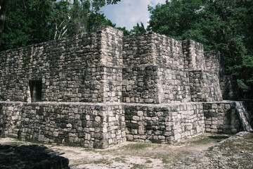 mexico Pyramid Calakmul Mexico deep jungle Maya ruins