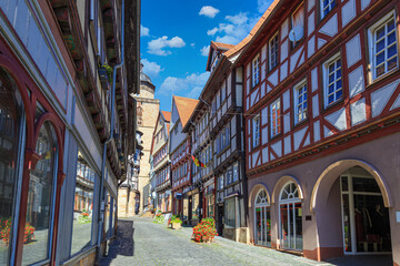 Alsfeld town. Hesse. Germany. Medieval center of old town - obrazy, fototapety, plakaty