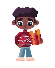 boxing day boy holding gift