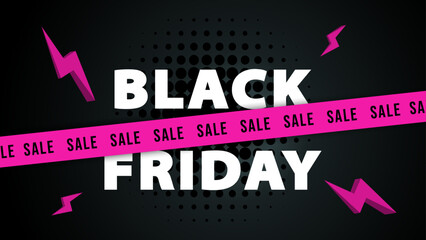 Black Friday typography banner. Black Friday linear typography text illustration isolated on black background. Modern Design template for Black Friday sale.