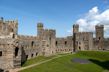 Fototapeta na wymiar The interior walls of Caernarfon Castle in Caernarfon, Wales