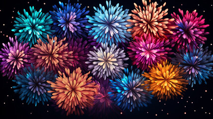 Fototapeta premium Colorful Fireworks Display in Night Sky