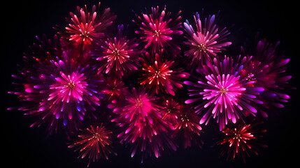 Colorful Fireworks Display in Night Sky

