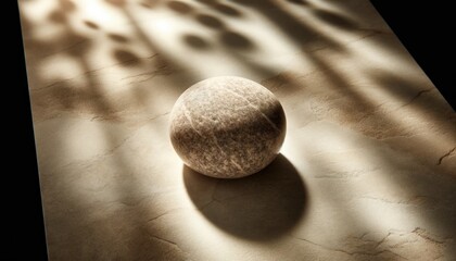 Solitude in Shadows - Stone Sphere with Dramatic Light and Shadow Play