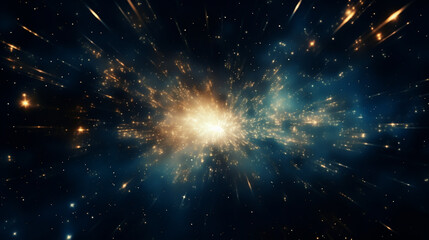 Galactic Core Explosion: A Vivid Space Phenomenon
 - obrazy, fototapety, plakaty