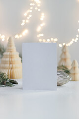 5x7 Christmas Card Mockup, Vertical Greeting Card, PSD Holiday Mockup, Christmas Invitation Mockup,...
