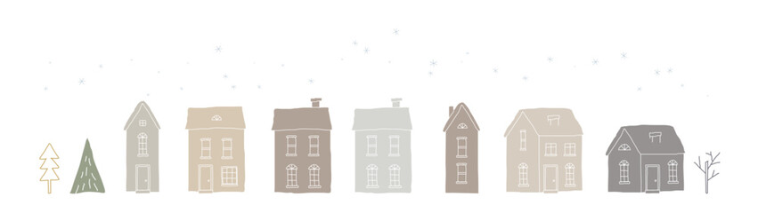 Winter set of houses