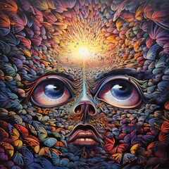 Fractal psychedelic lysergic surreal in alex gray Ai generated intelligence - obrazy, fototapety, plakaty