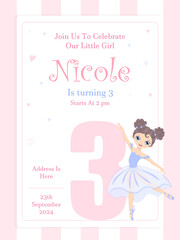 Ballerina Birthday Invitation Ballet Party Invite Tutu Invite Dance Invitation Ballerina Invite Girl Birthday Invitation Editable Printable. is turning 3