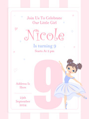 Ballerina Birthday Invitation Ballet Party Invite Tutu Invite Dance Invitation Ballerina Invite Girl Birthday Invitation Editable Printable. Is turning 9
