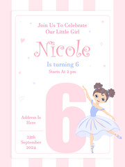 Ballerina Birthday Invitation Ballet Party Invite Tutu Invite Dance Invitation Ballerina Invite Girl Birthday Invitation Editable Printable. is turning 6