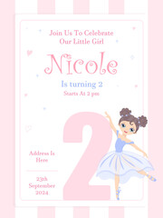 Ballerina Birthday Invitation Ballet Party Invite Tutu Invite Dance Invitation Ballerina Invite Girl Birthday Invitation Editable Printable. Is turning 2