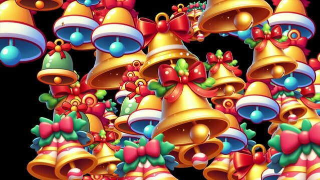 Christmas bells animation, Christmas celebration background , Different Christmas bells popping up and moving randomly 