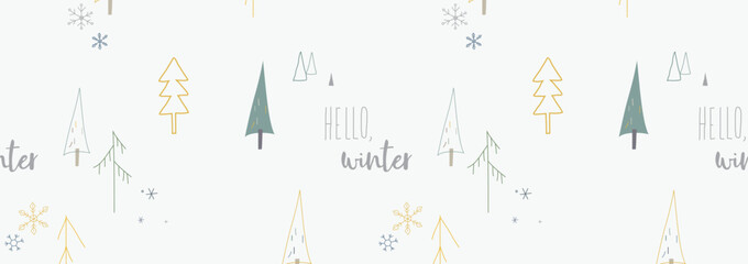 Winter seamless pattern with fir trees