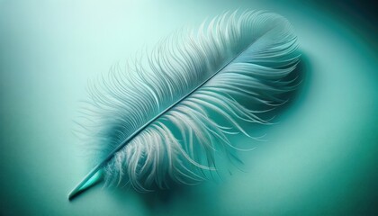 Elegant Turquoise Feather on Textured Background