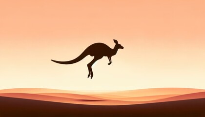 Silhouette of a Kangaroo at Sunset