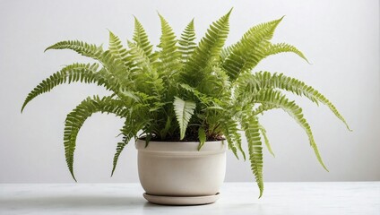 Verdant Boston fern in a cream planter, a classic and vibrant houseplant choice