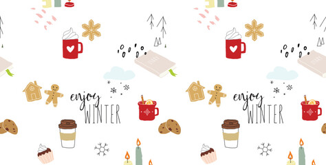 Seamless winter cozy pattern