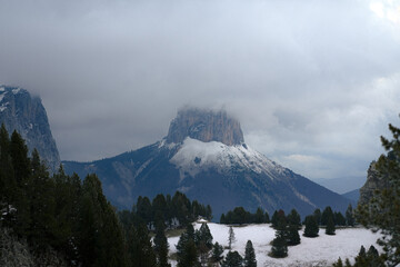 snow covered mountain in the alps, mont Aguille
